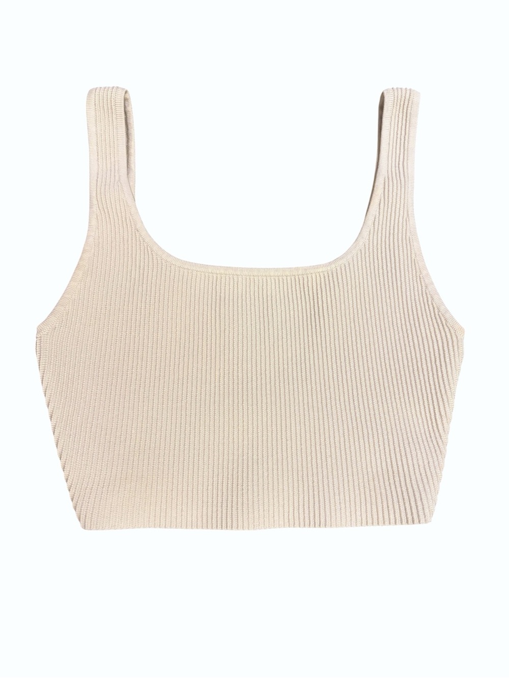 Aritzia Babaton Cream Oat Stretch Ribbed Cropped Tank